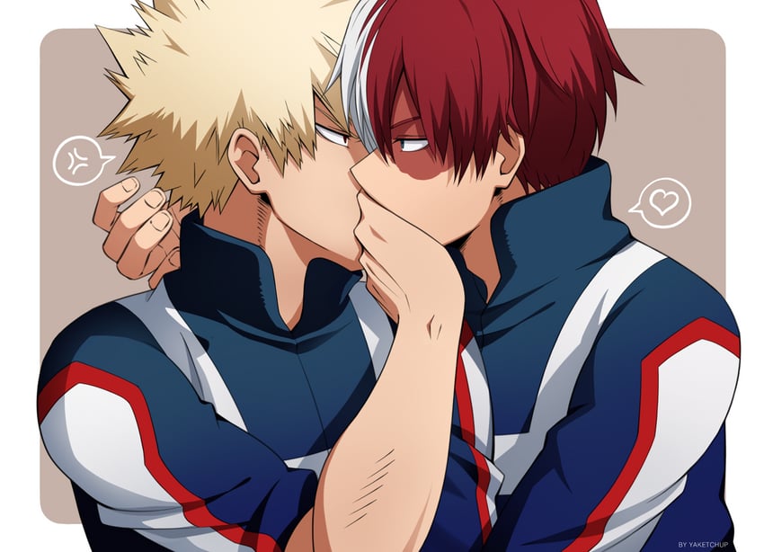 bakugou katsuki and todoroki shoto (boku no hero academia) drawn by yaketchup