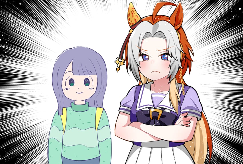orfevre and crazy keiba lady (umamusume and 1 more) drawn by aramori_susumu