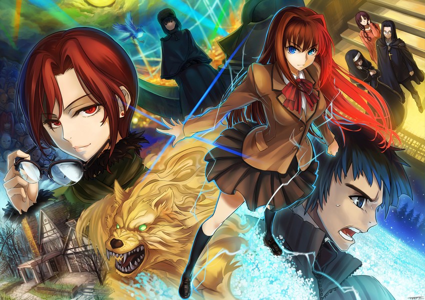 aozaki aoko, kuonji alice, aozaki touko, lost robin rondo, shizuki soujuurou, and 4 more (mahou tsukai no yoru) drawn by todee