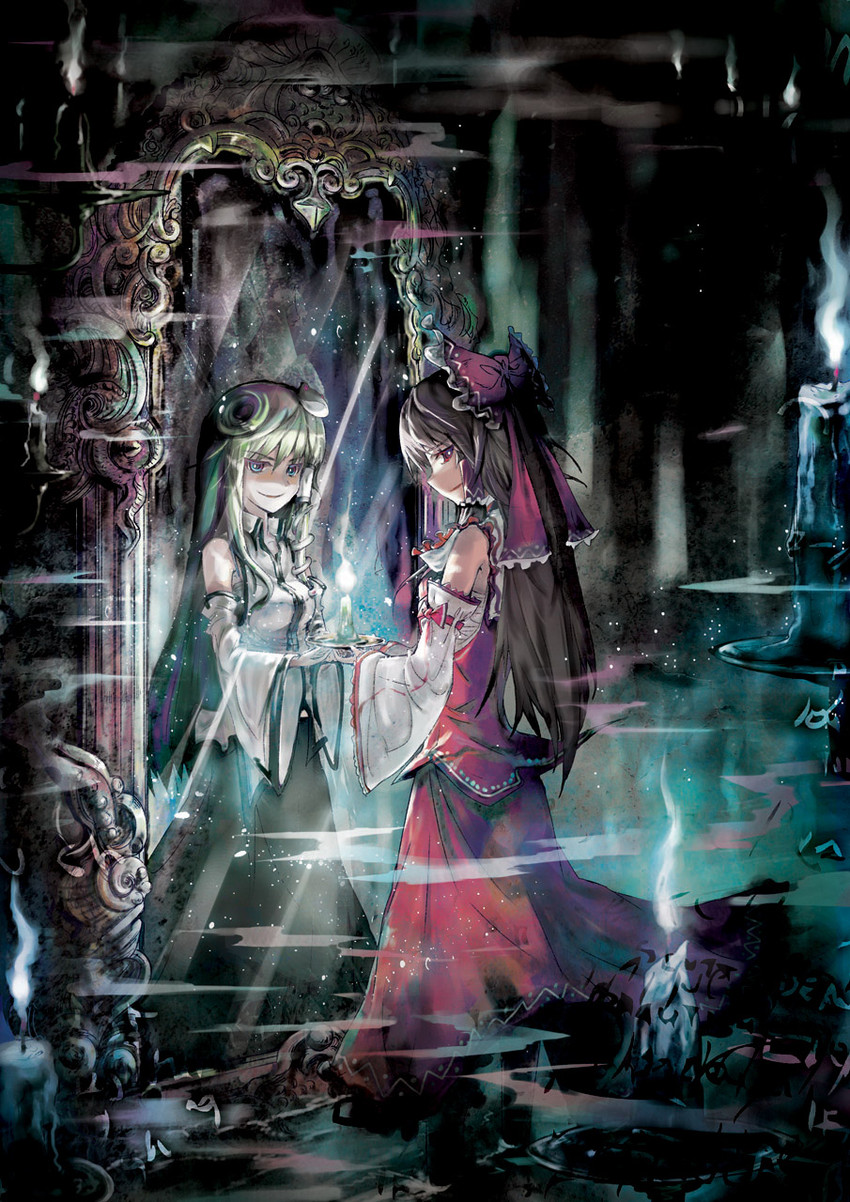 hakurei reimu and kochiya sanae (touhou) drawn by yui_(niikyouzou)
