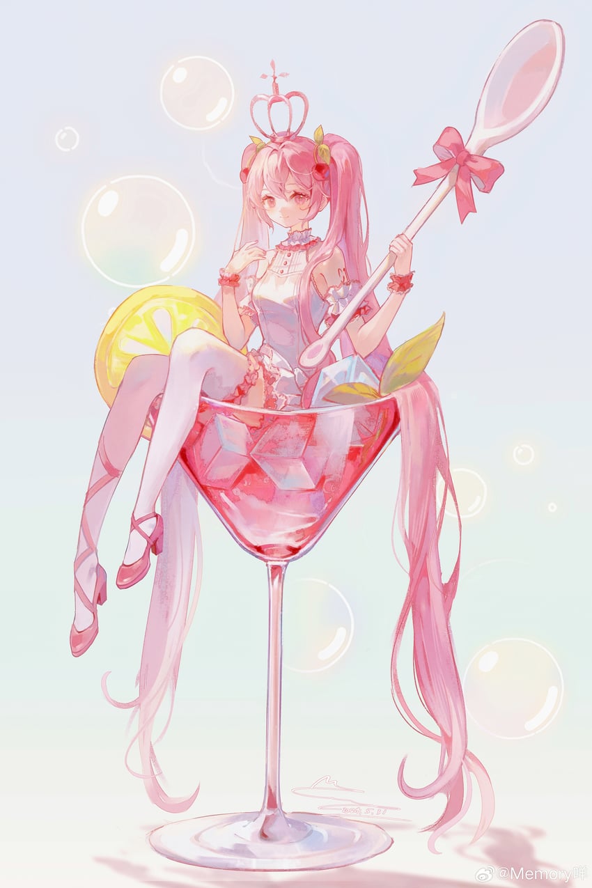 hatsune miku and sakura miku (vocaloid) drawn by memory_mie