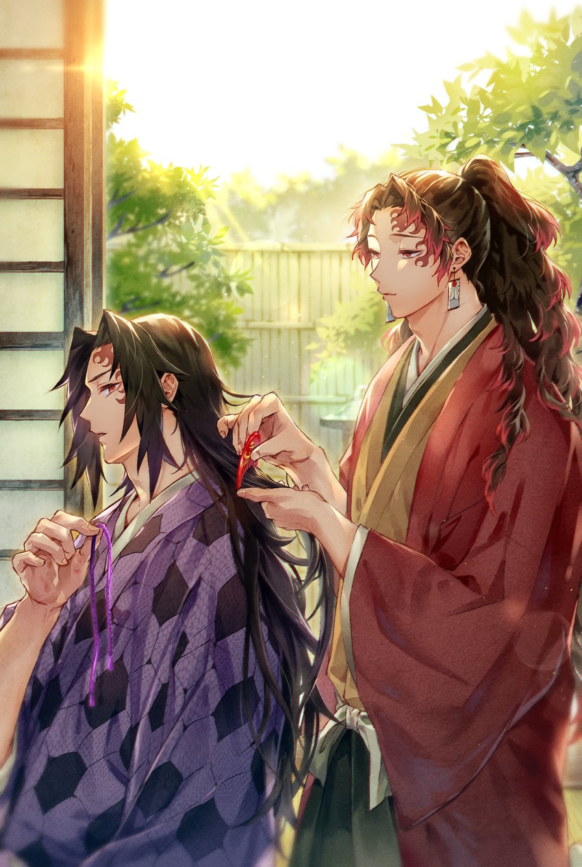 tsugikuni yoriichi and tsugikuni michikatsu (kimetsu no yaiba) drawn by oyumai