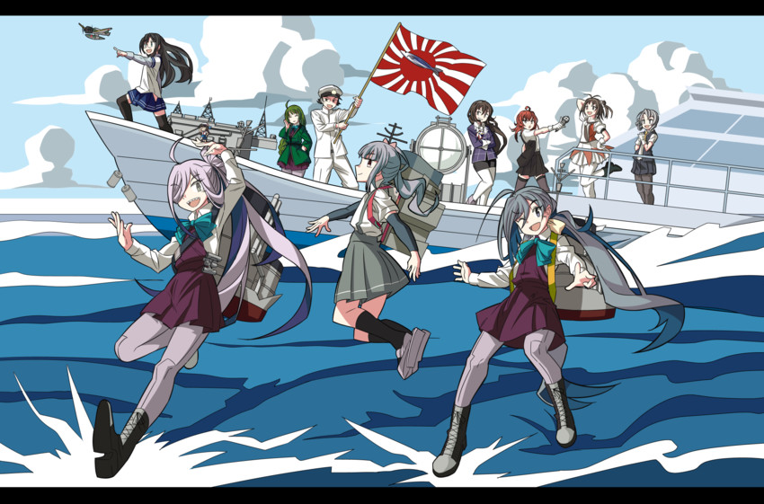 admiral, ooyodo, kasumi, naka, ashigara, and 7 more (kantai collection) drawn by kazh_(kazu)