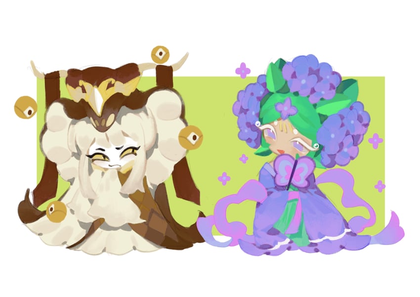 snake fruit cookie and hydrangea cookie (cookie run and 1 more) drawn by bozi_(labochushi)