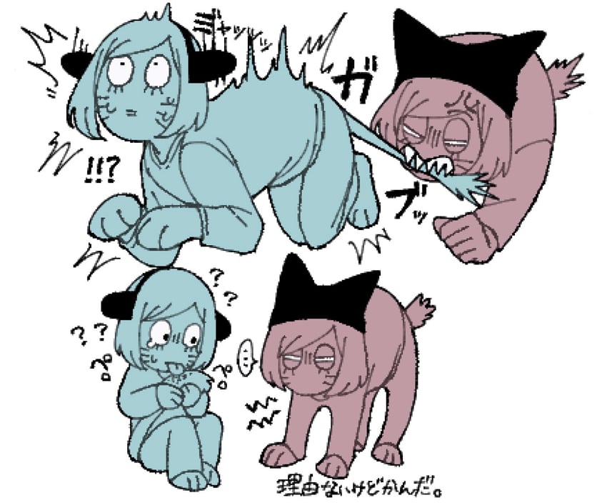 nyon and nyen (randal's friends) drawn by riokku_heya