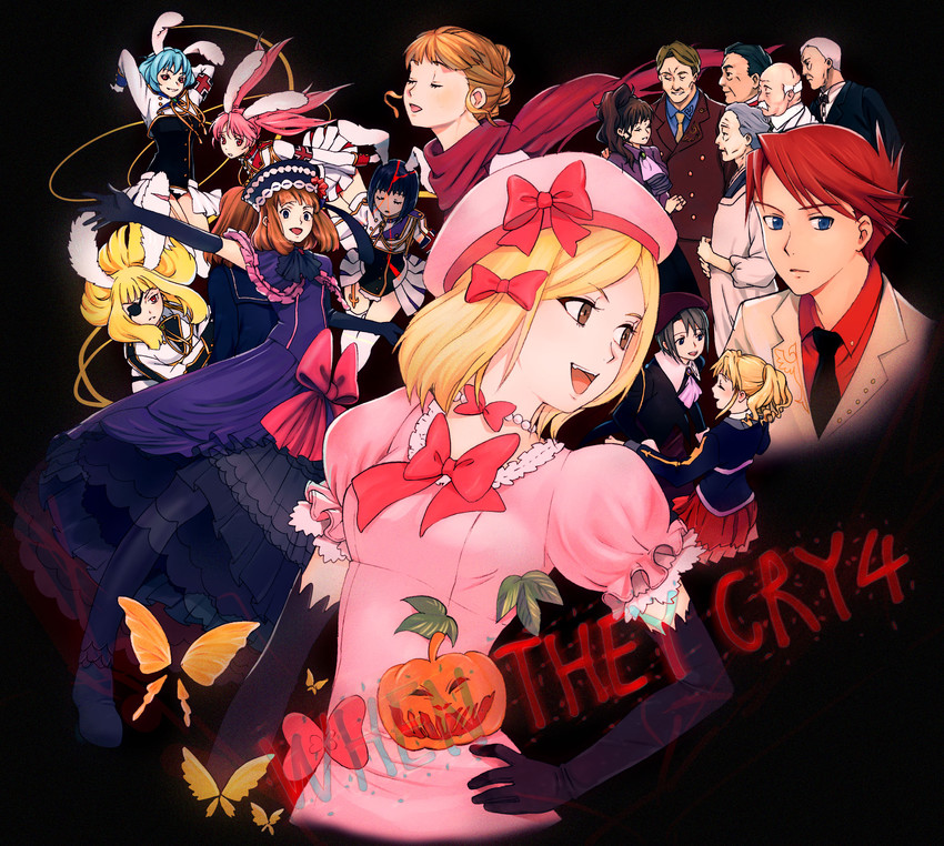 ushiromiya battler, lambdadelta, ushiromiya jessica, eva beatrice, kanon, and 11 more (umineko no naku koro ni) drawn by umishima_senbon