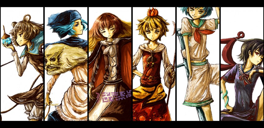 nazrin, hijiri byakuren, houjuu nue, toramaru shou, murasa minamitsu, and 2 more (touhou and 1 more) drawn by rotya