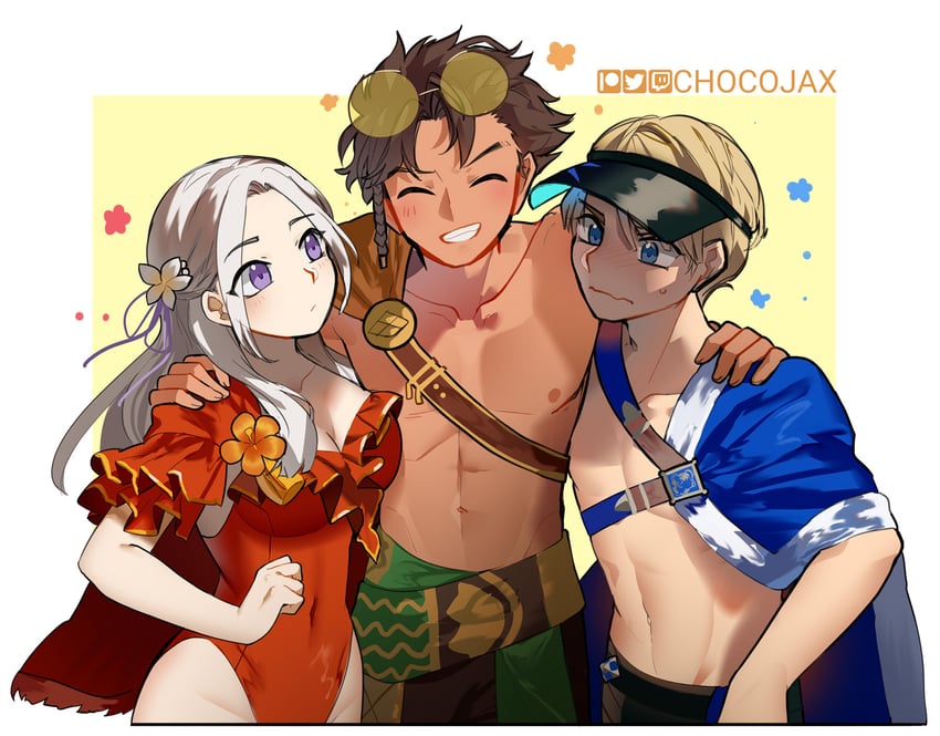 edelgard von hresvelg, dimitri alexandre blaiddyd, and claude von riegan (fire emblem and 2 more) drawn by chocojax