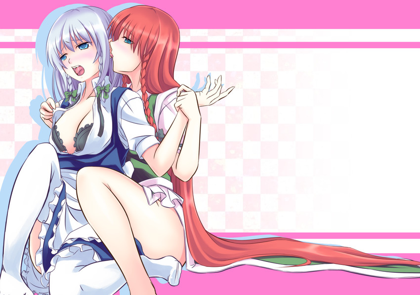 izayoi sakuya and hong meiling (touhou) drawn by hakomaru_(pandora_box)