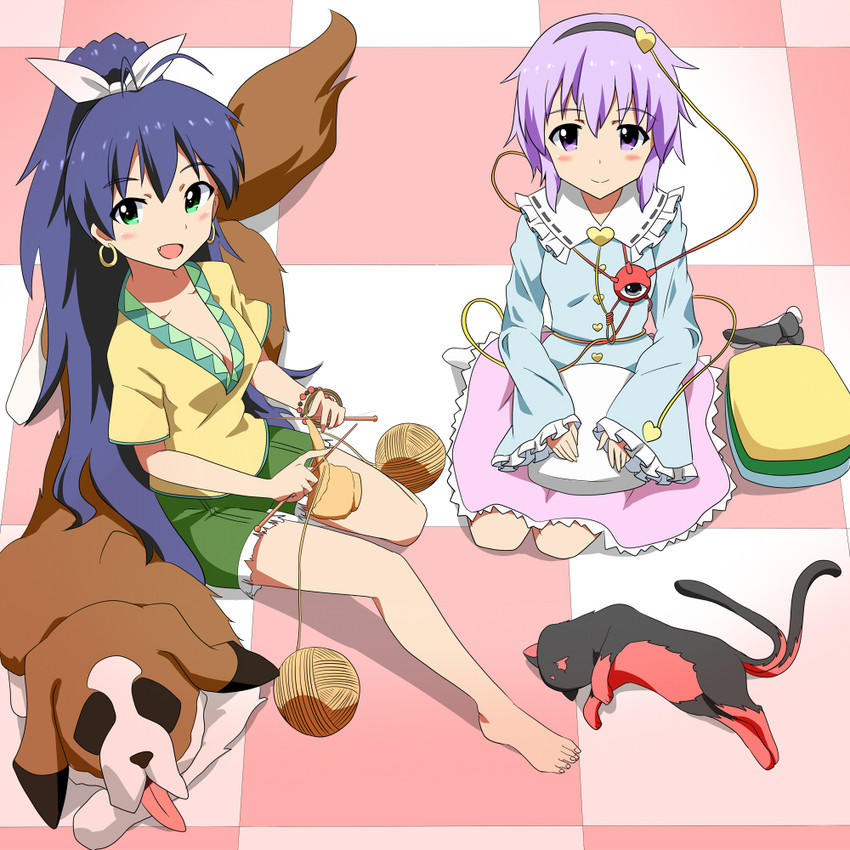 komeiji satori, kaenbyou rin, ganaha hibiki, and inumi (touhou and 1 more) drawn by fueiku
