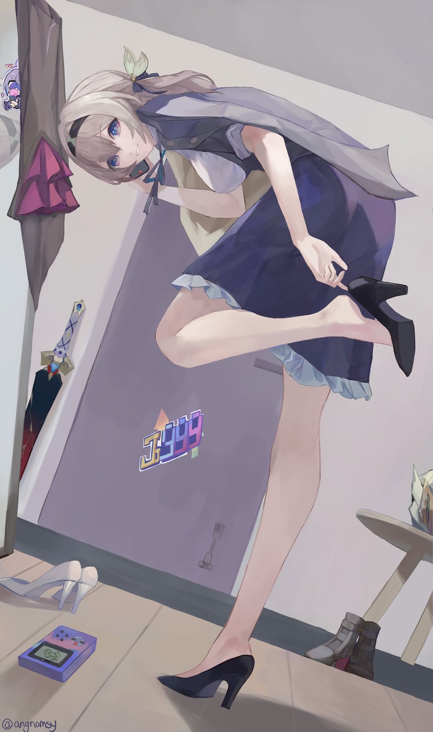 firefly and silver wolf (honkai and 1 more) drawn by angnomsy