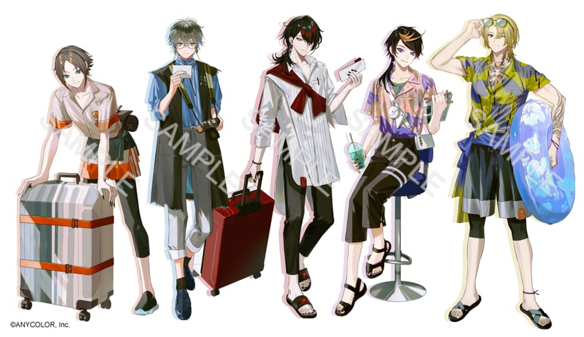 ike eveland, vox akuma, luca kaneshiro, mysta rias, and shu yamino (nijisanji and 1 more) drawn by toinana