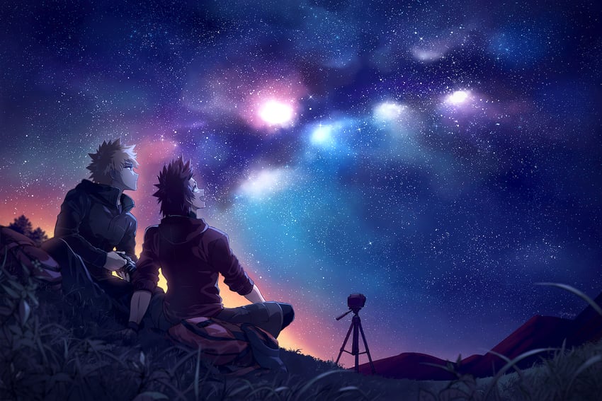 bakugou katsuki and kirishima eijiro (boku no hero academia) drawn by lowah