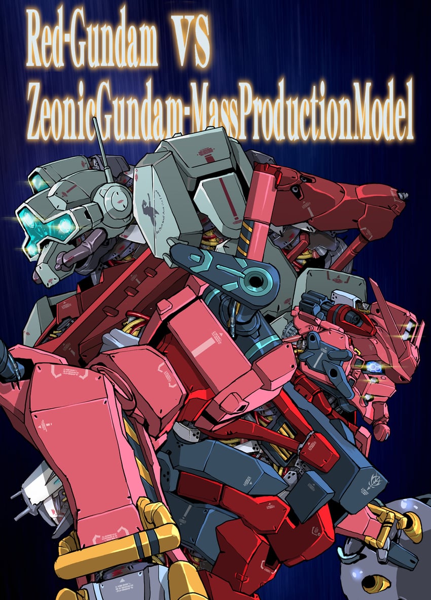 red gundam and gelgoog (gundam and 1 more) drawn by takuma_tomomasa