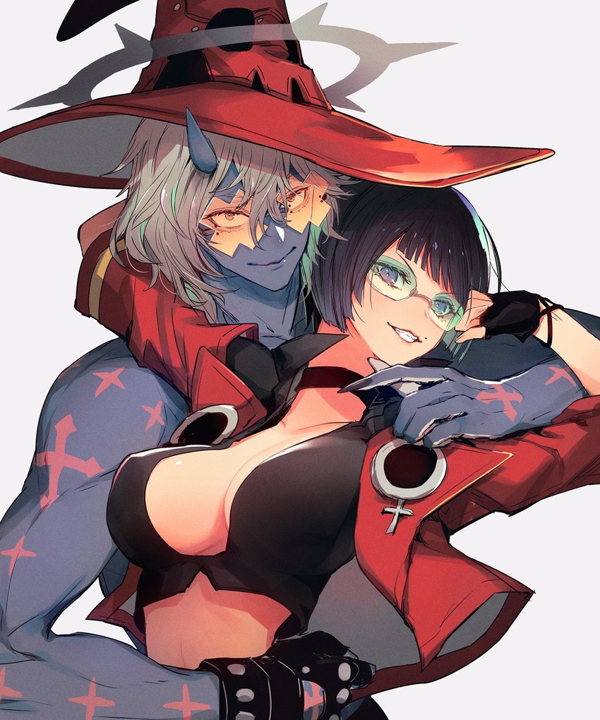 i-no and happy chaos (guilty gear and 1 more) drawn by oro_(sumakaita)