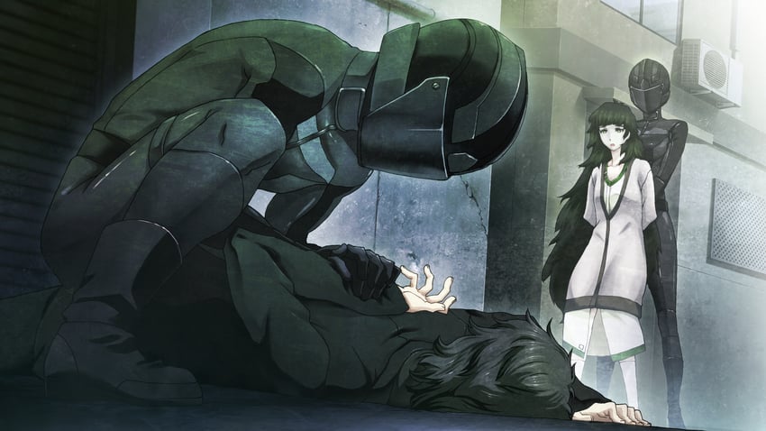 okabe rintarou, hiyajou maho, amane yuki, and judy reyes (steins;gate and 1 more) drawn by huke