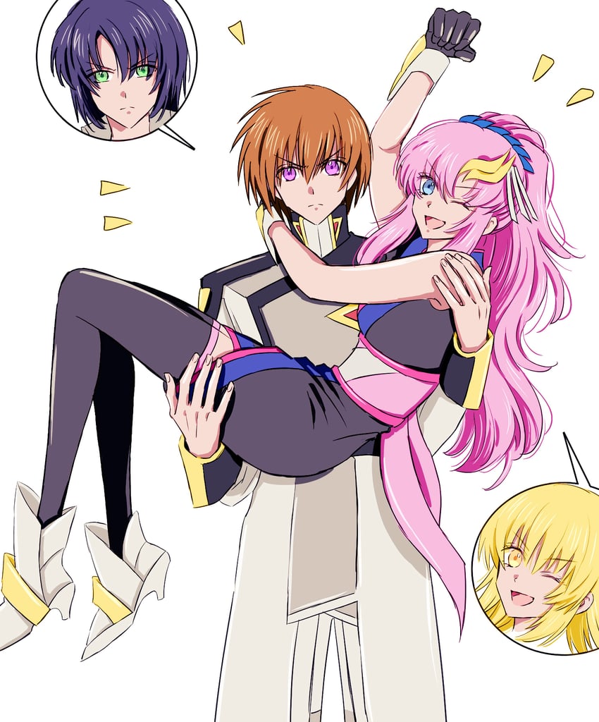 cagalli yula athha, athrun zala, lacus clyne, and kira yamato (gundam and 2 more) drawn by blueblue929