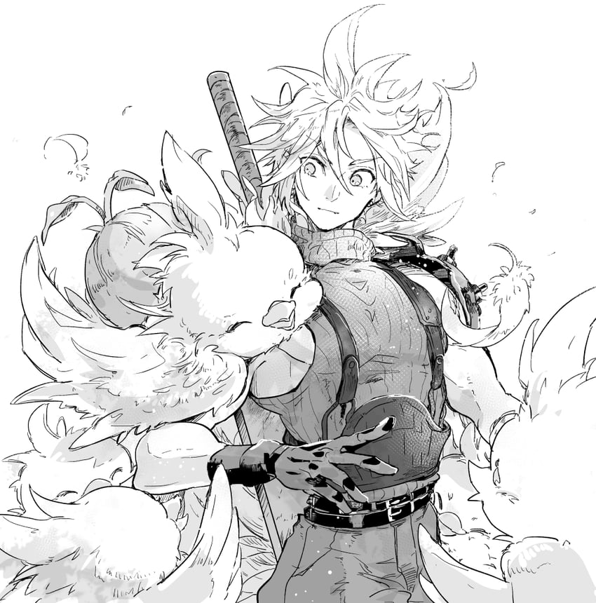 cloud strife (final fantasy and 2 more) drawn by wxz