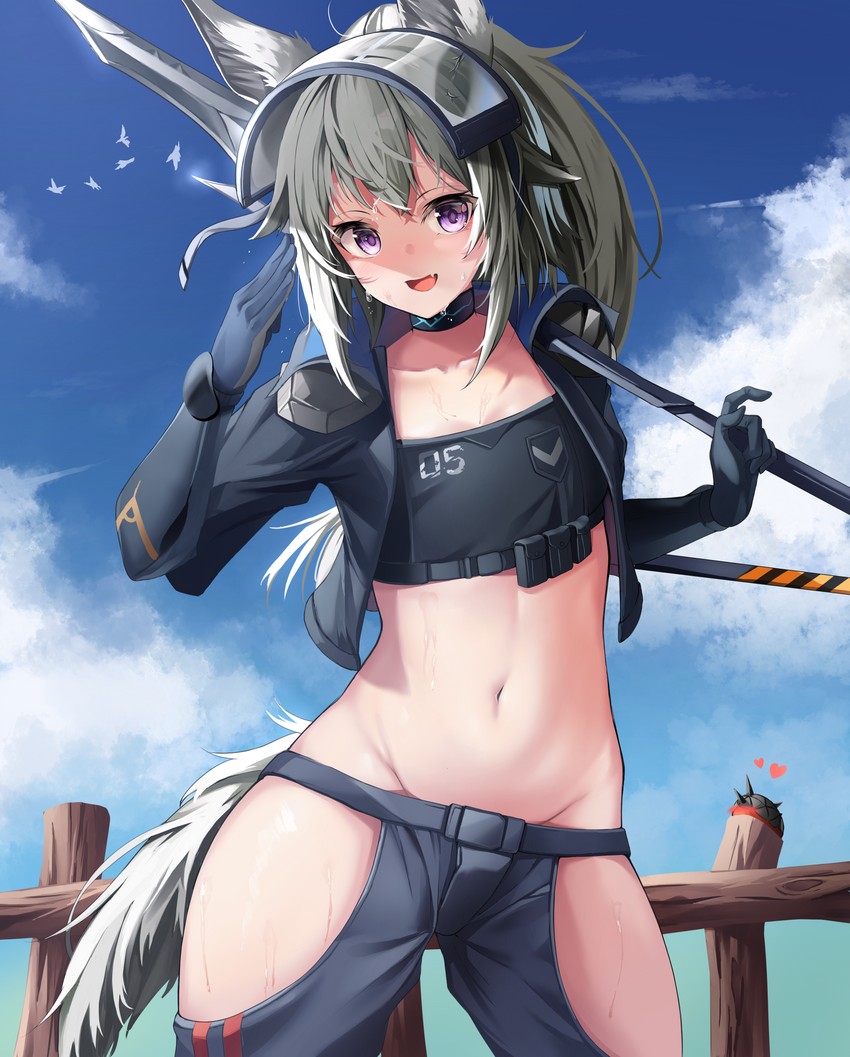 grani and originium slug (arknights) drawn by chun_bae