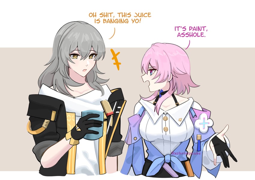 trailblazer, stelle, and march 7th (honkai and 1 more) drawn by supershrimpcakes