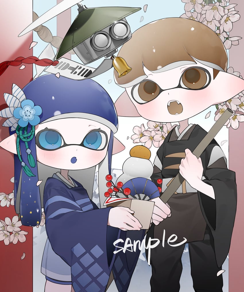inkling player character, inkling girl, and inkling boy (splatoon) drawn by gomi20021021