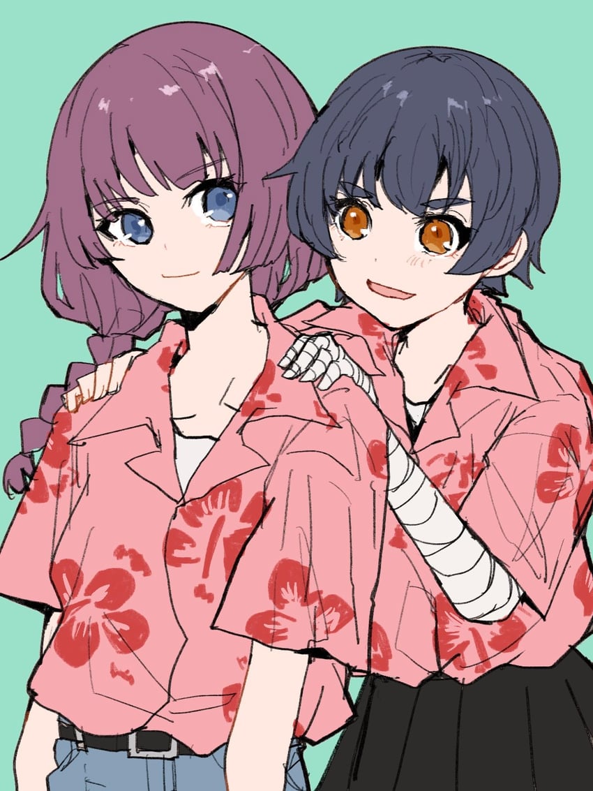 senjougahara hitagi, kanbaru suruga, and oshino meme (monogatari) drawn by valhalla0707