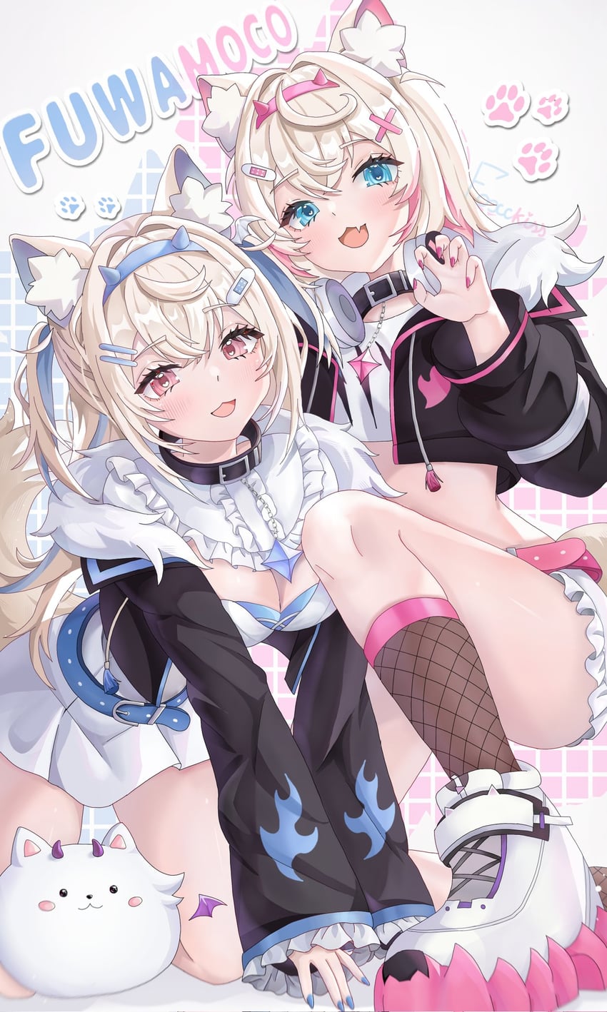 fuwawa abyssgard and mococo abyssgard (hololive and 1 more) drawn by foxckiss
