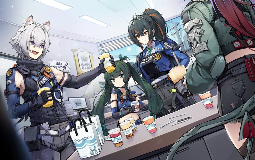 jane doe, zhu yuan, qingyi, and seth lowell (zenless zone zero) drawn by ddangbi
