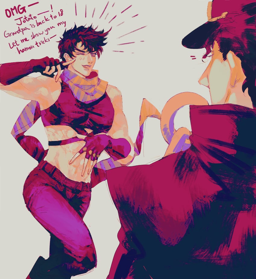 joseph joestar and kujo jotaro (jojo no kimyou na bouken and 2 more) drawn by amuii