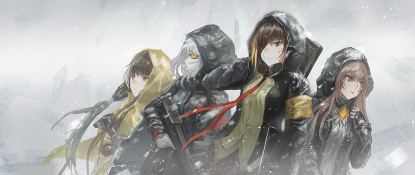 ump45, m16a1, ro635, and ksg (girls' frontline) drawn by tararelux