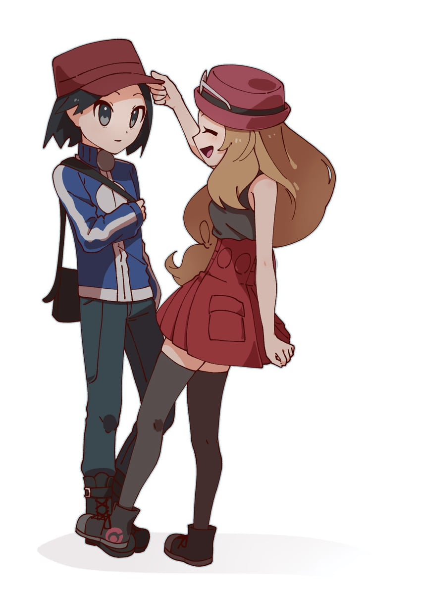 serena and calem (pokemon and 1 more) drawn by omochi_(omotimotittona3)