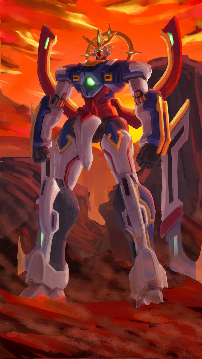 god gundam and shining gundam (gundam and 1 more) drawn by jianchuan