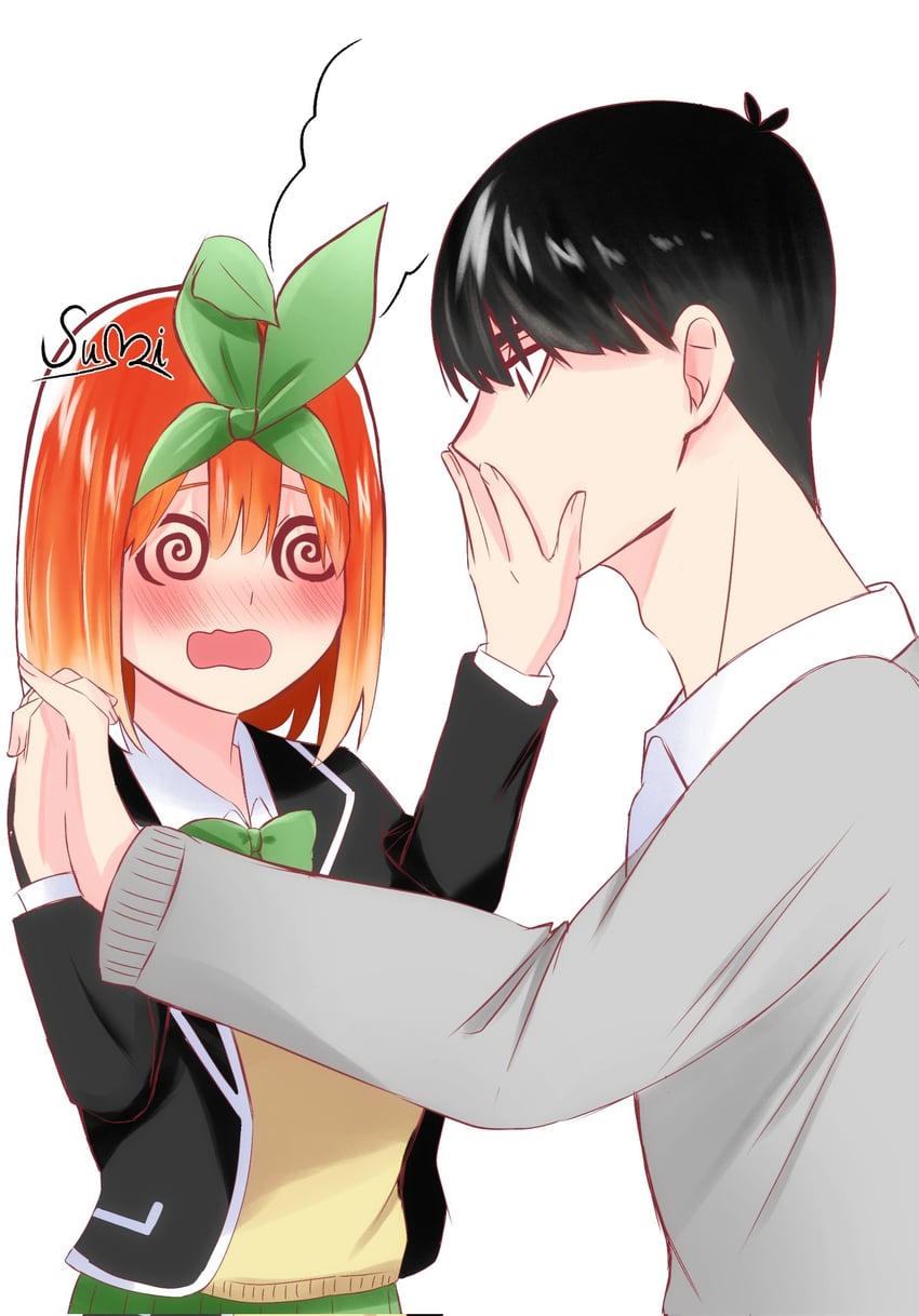 nakano yotsuba and uesugi fuutarou (go-toubun no hanayome) drawn by kaneko428suki