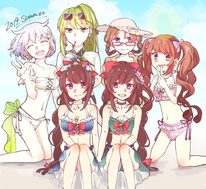 alina gray, satomi touka, azusa mifuyu, hiiragi nemu, amane tsukuyo, and 1 more (mahou shoujo madoka magica and 1 more) drawn by yana_(yn_mga05)
