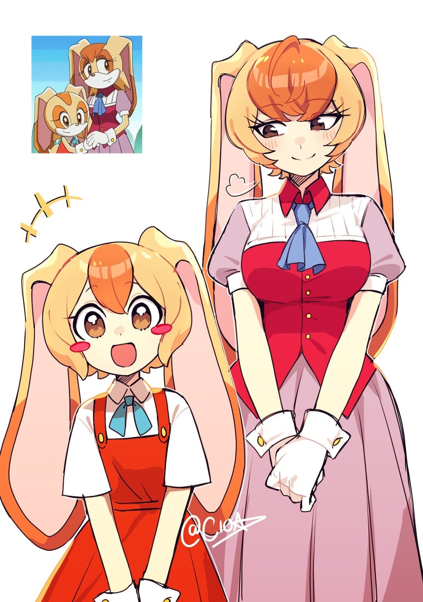 cream the rabbit and vanilla the rabbit (sonic and 1 more) drawn by cio_(ciosui)