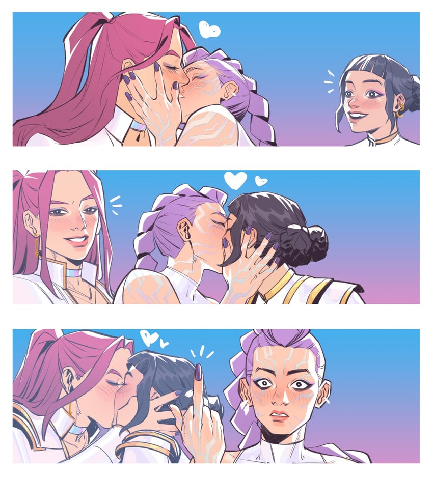 rumi, zoey, and mira (kpop demon hunters) drawn by yellowsyro