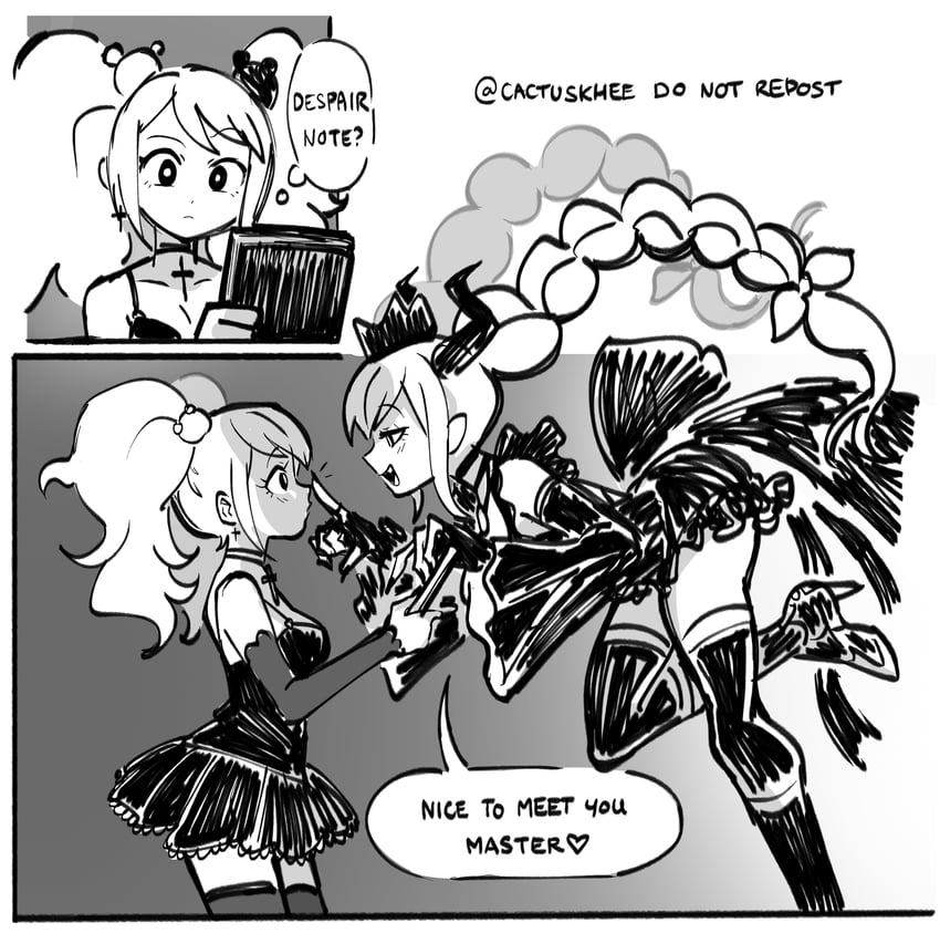 enoshima junko and shinigami (danganronpa and 1 more) drawn by khee