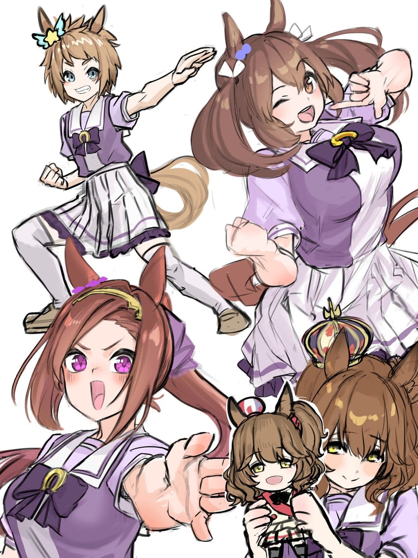 aston machan, sakura bakushin o, hishi akebono, and biko pegasus (umamusume) drawn by friend_a1012
