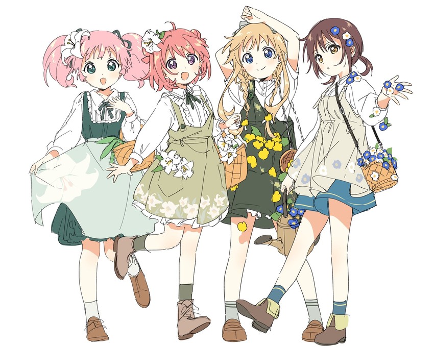 toshinou kyouko, akaza akari, funami yui, and yoshikawa chinatsu (yuruyuri) drawn by namori