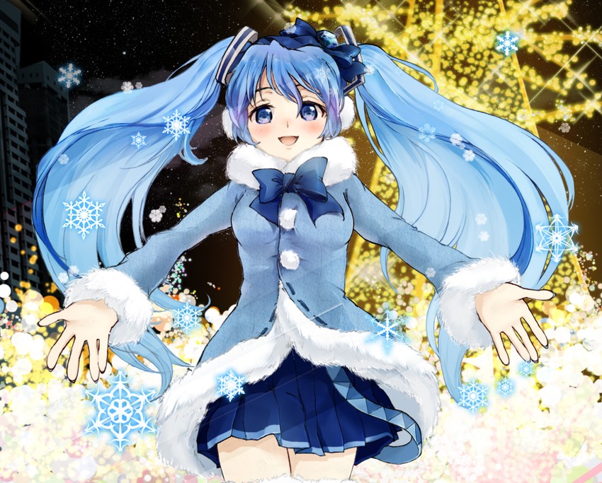 hatsune miku and yuki miku (vocaloid) drawn by komeya_(yo2mo2mo)