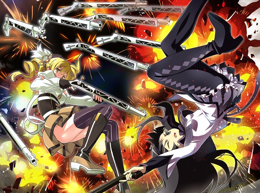 akemi homura and tomoe mami (mahou shoujo madoka magica and 1 more) drawn by ny0r0ny0r0