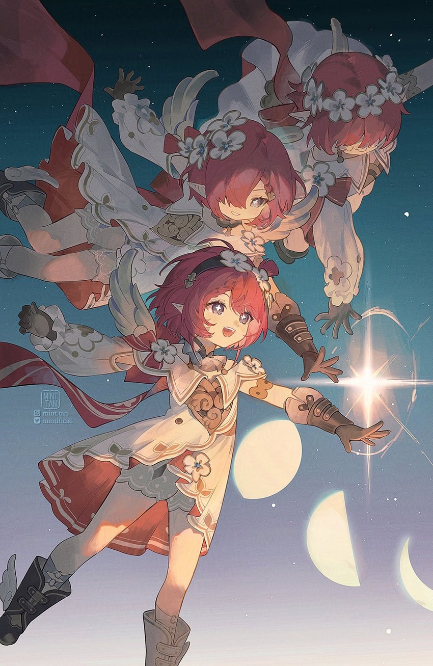 tribbie, trianne, and trinnon (honkai and 1 more) drawn by mint-tan