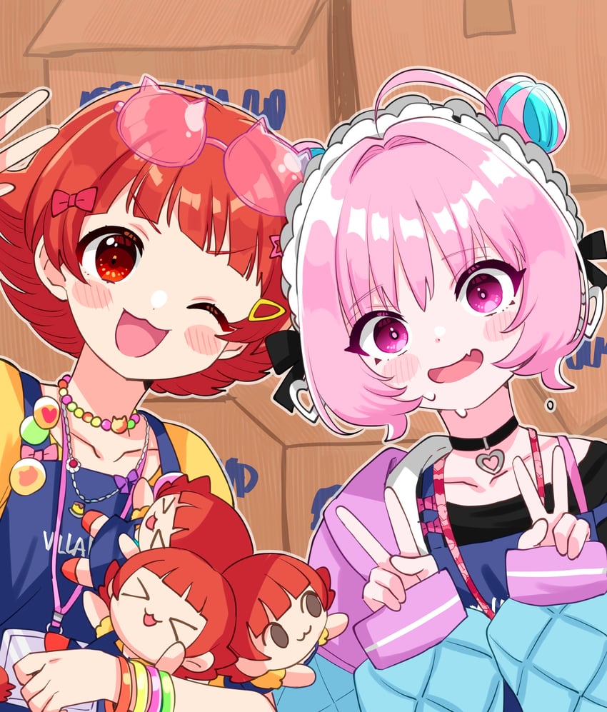 yumemi riamu and nonohara akane (idolmaster and 2 more) drawn by sukoyaka_(100hituzi)