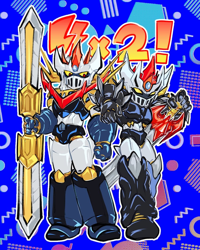 mazinemperor g and great mazinkaiser (super robot wars and 6 more) drawn by jin_(new_gene)