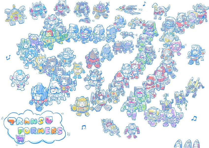 optimus prime, megatron, starscream, bumblebee, shockwave, and 43 more (transformers and 1 more) drawn by konachang