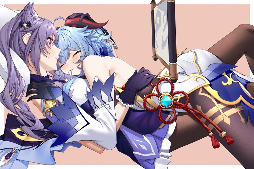 ganyu and keqing (genshin impact) drawn by soluna_(so_lu_na)