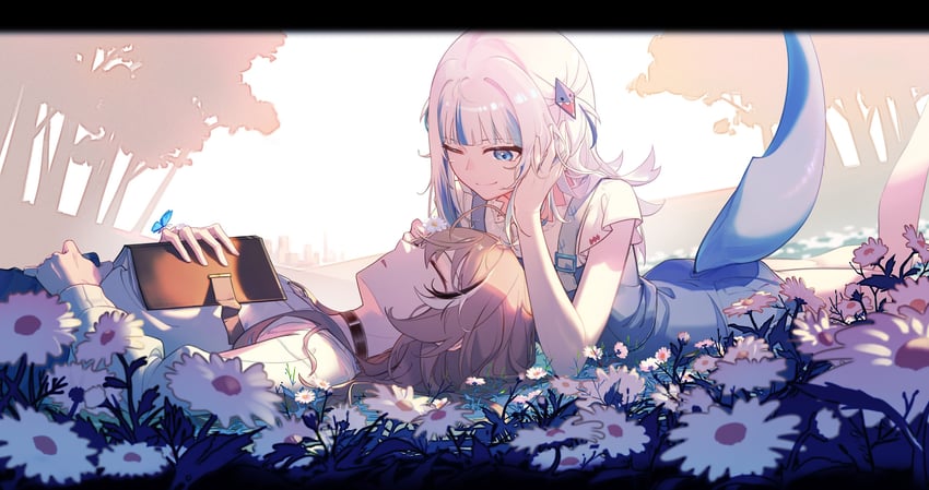 gawr gura and nanashi mumei (hololive and 1 more) drawn by onecolo133