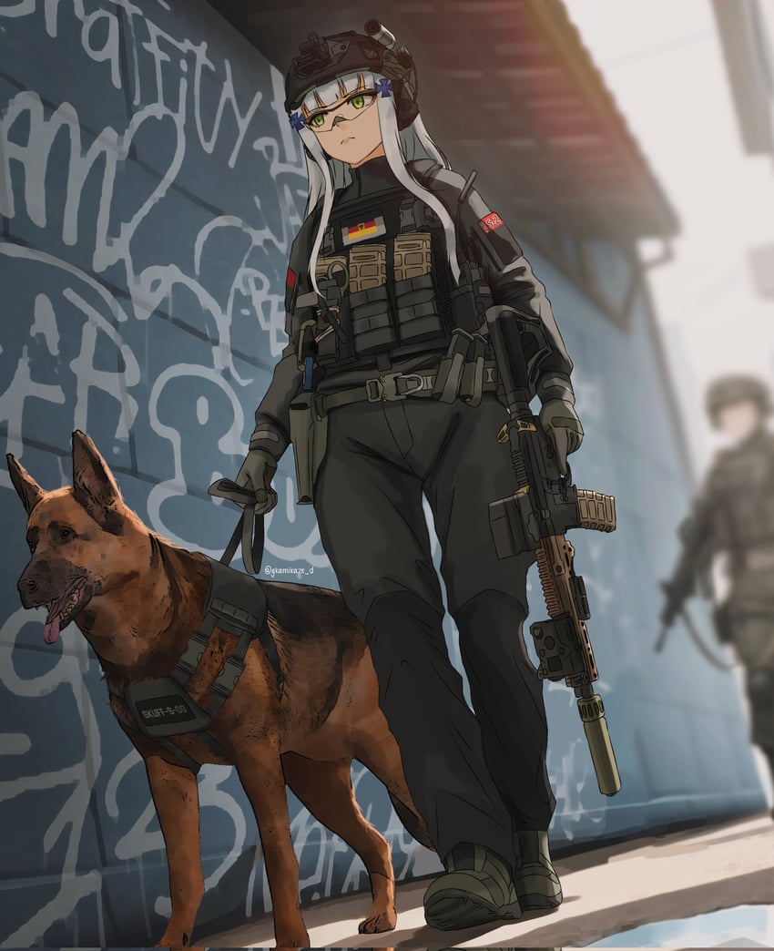 hk416 and klukai (girls' frontline and 1 more) drawn by dgkamikaze