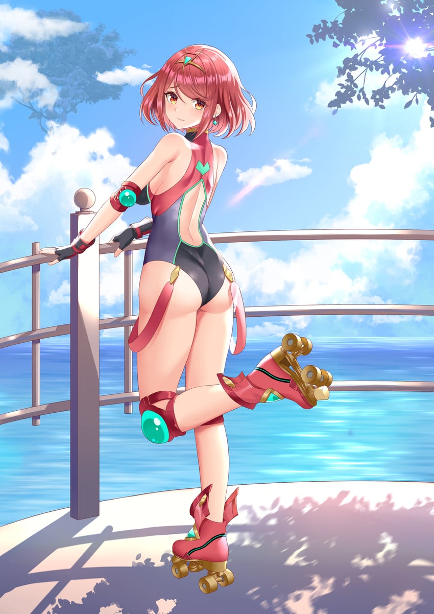 pyra (xenoblade chronicles and 1 more) drawn by okazakileo