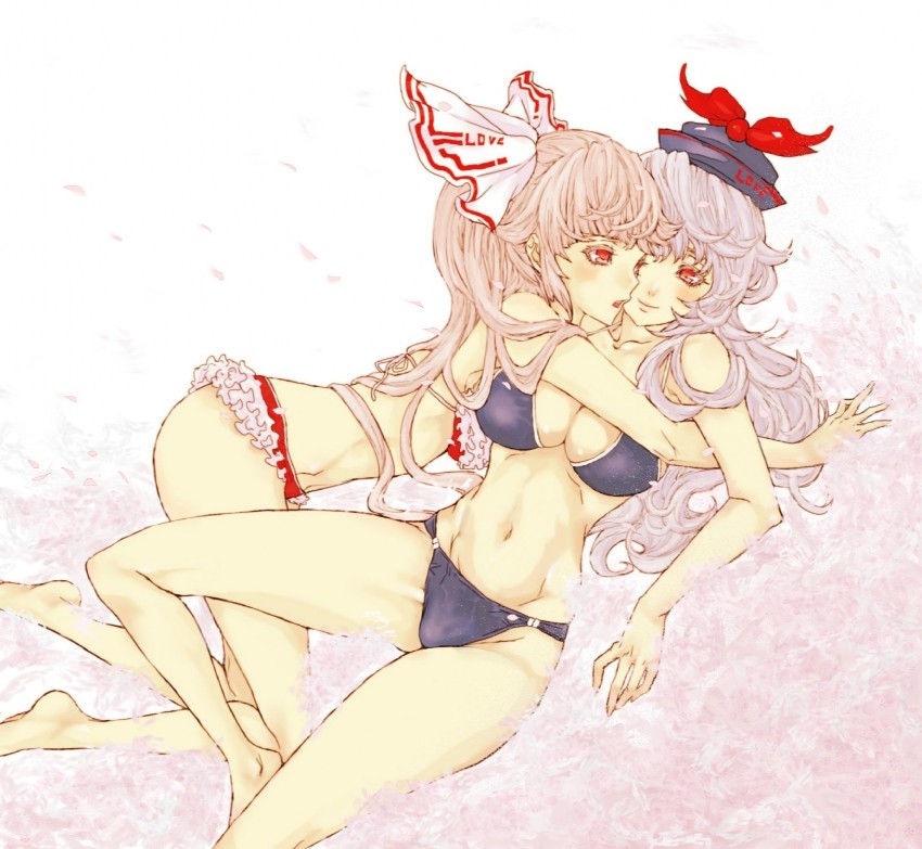 fujiwara no mokou and kamishirasawa keine (touhou) drawn by poruhi